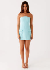 Allora Strapless Mini Dress - Turquoise