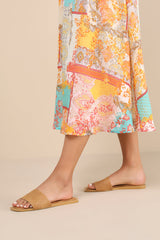 Adalina Brown and White Floral Halter Midi Dress