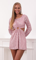 O-Ring Sequin Dress in Pink