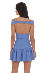 Off Shoulder Drop Waist Dress in Periwinkle