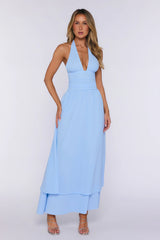 Pretty Love Language Halter Maxi Dress Blue
