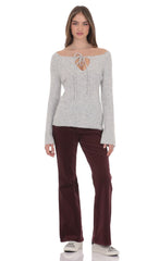 Knit Keyhole Jumper in Light Grey