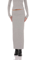 Ribbed Maxi Skirt in Grey
