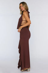 Showroom Dressing Halter Maxi Dress Brown