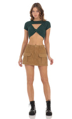 Knit Cutout Top in Green