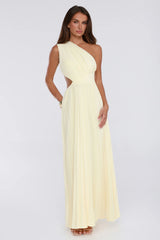 Summer Seduction One Shoulder Maxi Dress Yellow