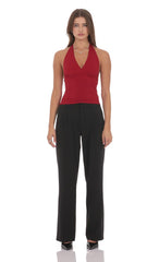 Pleated Straight Pants in Black
