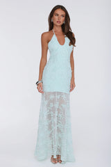 Enchanted Aura Halter Maxi Dress Sage