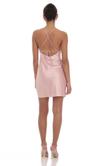 Satin Halter Dress in Mauve