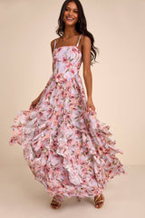 Hensley Lavender Multi Floral Bustier Maxi Dress