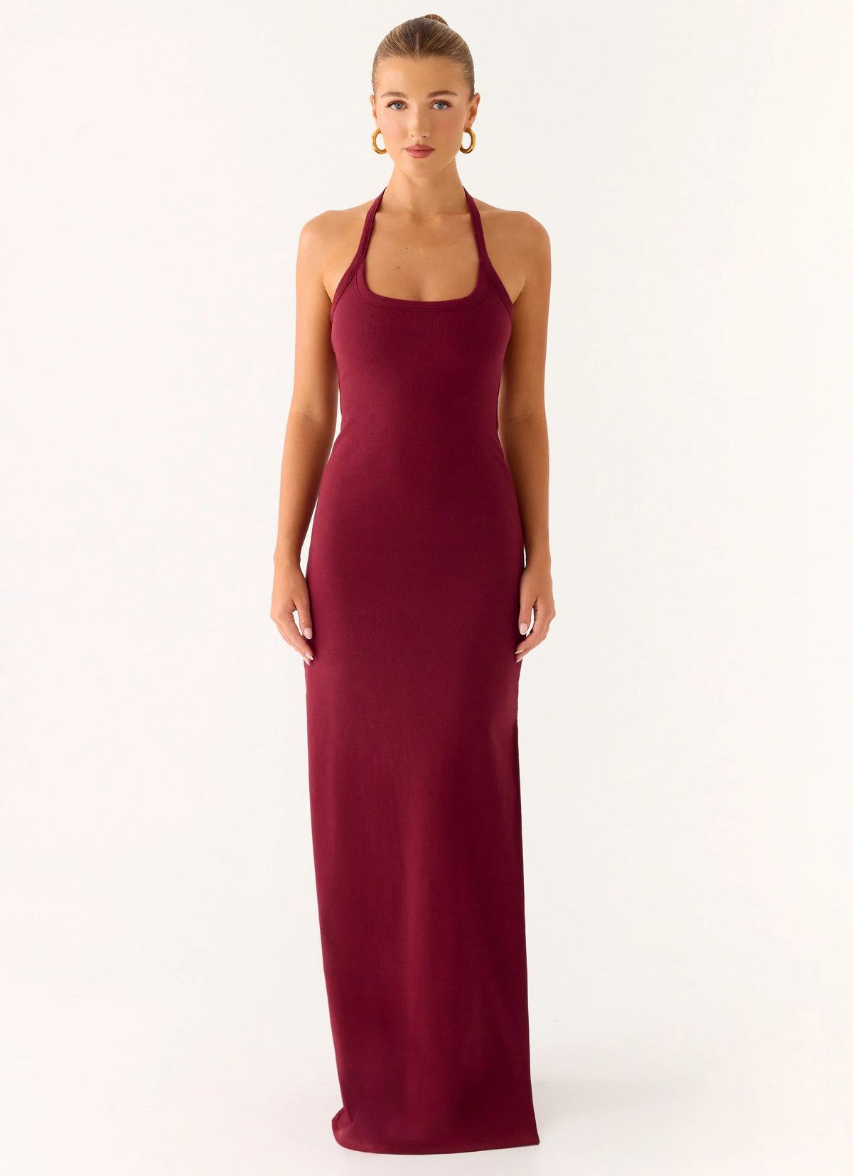 Kill This Love Ribbed Maxi Dress - Dark Cherry