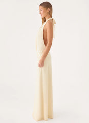 Kolisa Beaded Halter Maxi Dress - Cream