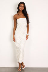 Jasleen Cream Lace Column Midi Dress