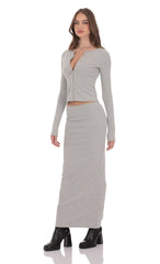 Ribbed Maxi Skirt in Grey