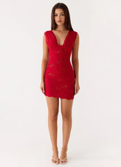 Sommers Lace Mini Dress - Red