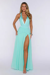 Radiance Meets Style Halter Maxi Dress Mint