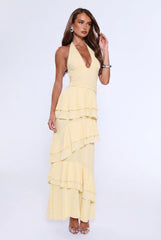 Power Glow Halter Maxi Dress Yellow