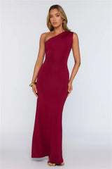 Dreamstate Dressing One Shoulder Maxi Dress Burgundy