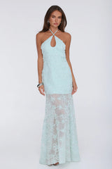 Enchanted Aura Halter Maxi Dress Sage