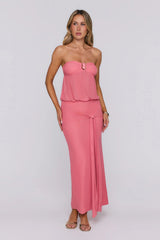 Self Made Aura Strapless Mesh Maxi Dress Pink